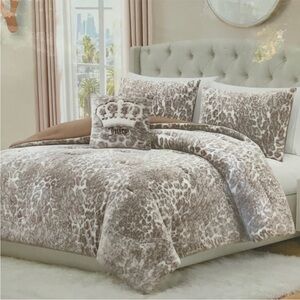 Juicy Couture Leopard Print Comforter Set - Cream and Brown